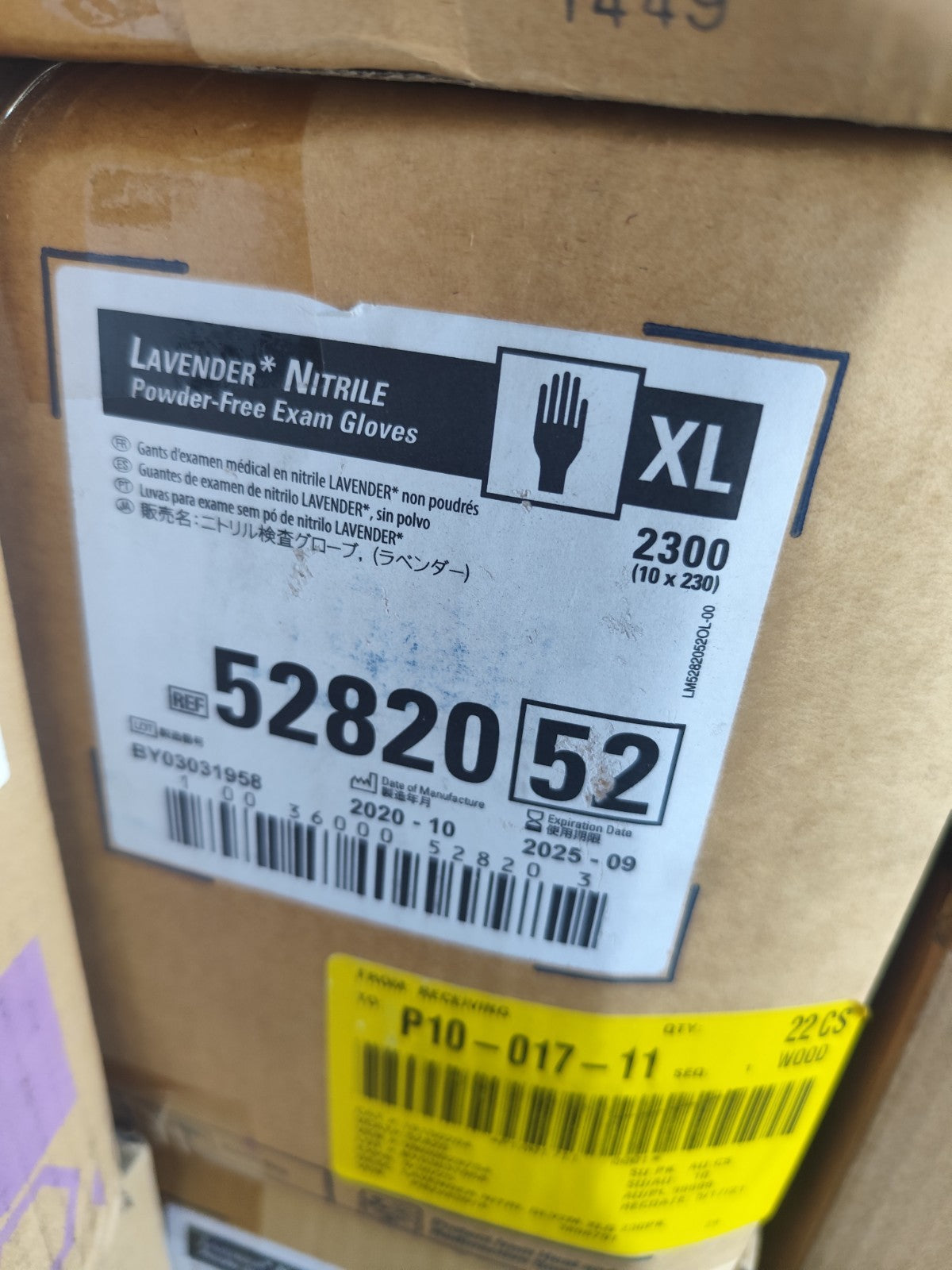 Lavender Nitrile Powder-Free Exam Gloves XL Expiration 2025 Case Of 2300
