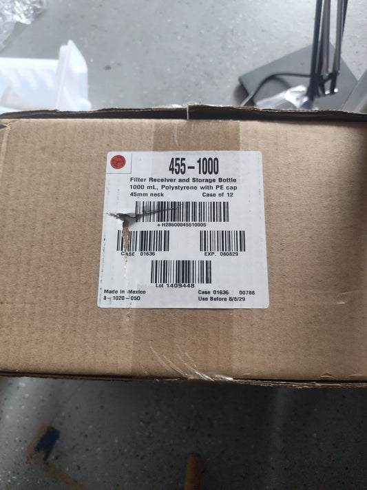 1000ml receiver and storage bottle sterile 45mm neck 455-1000 cs12