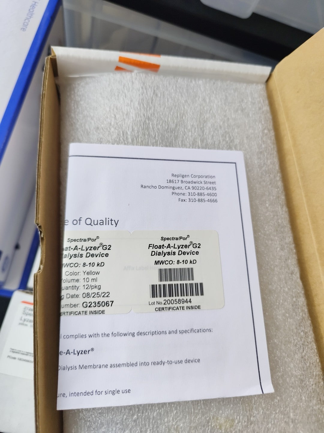 Spectra Float-a-lyzer G2 Dialysis Device 8-10kD pk12