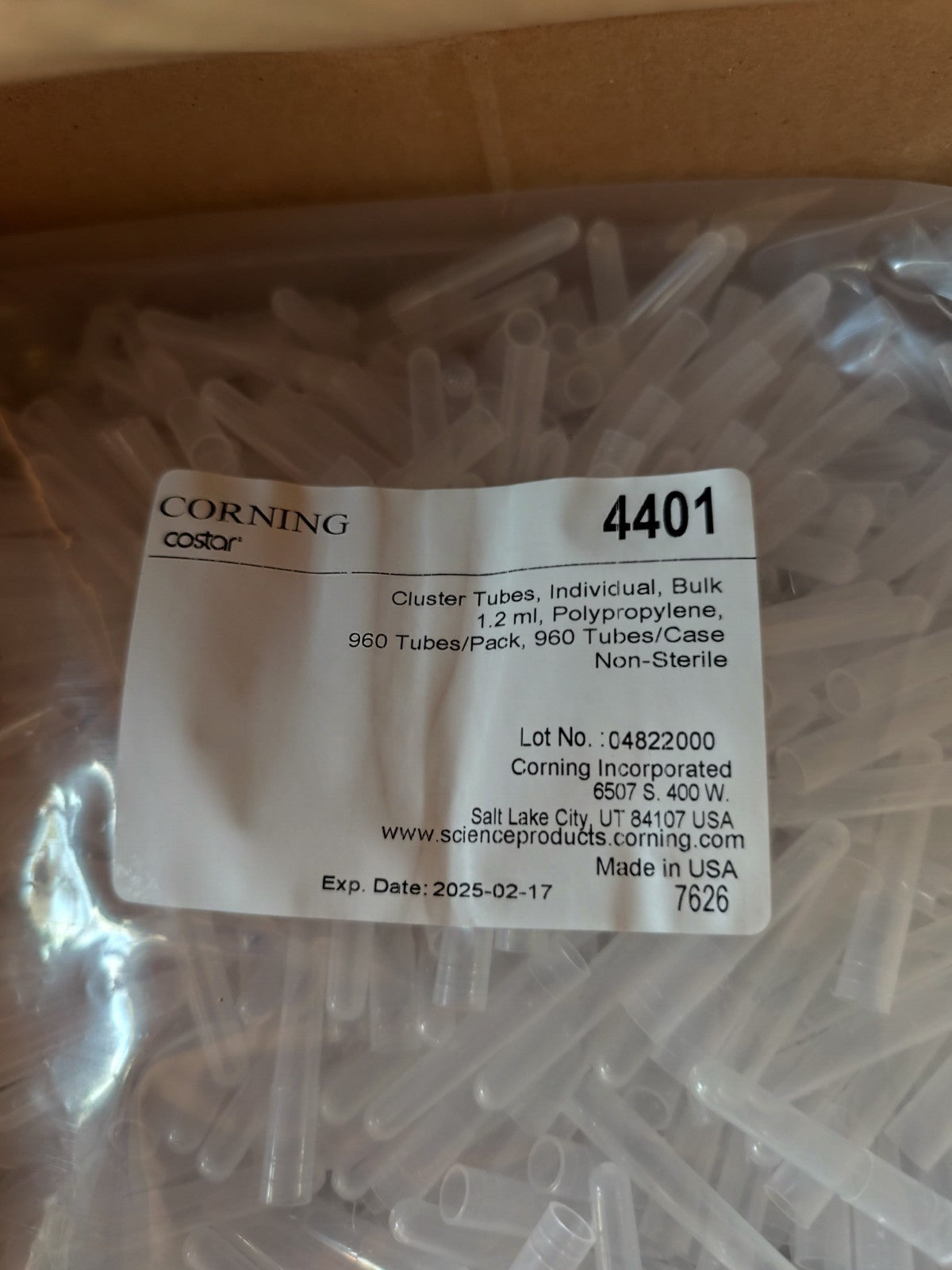 Corning Costar 4401 Cluster Tubes Individual Not Cluster 960 Tubes Bulk