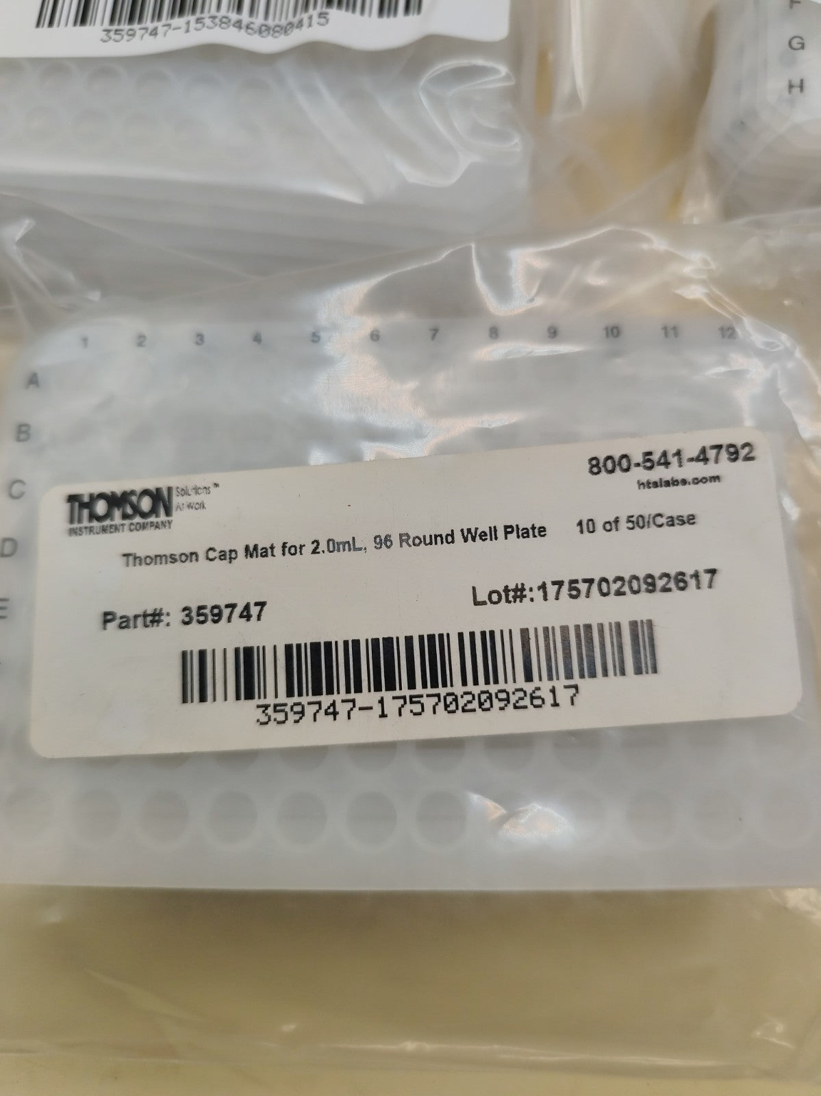 Thomson Cap Mat for 2.0mL, 96 Round Well Plate 359747