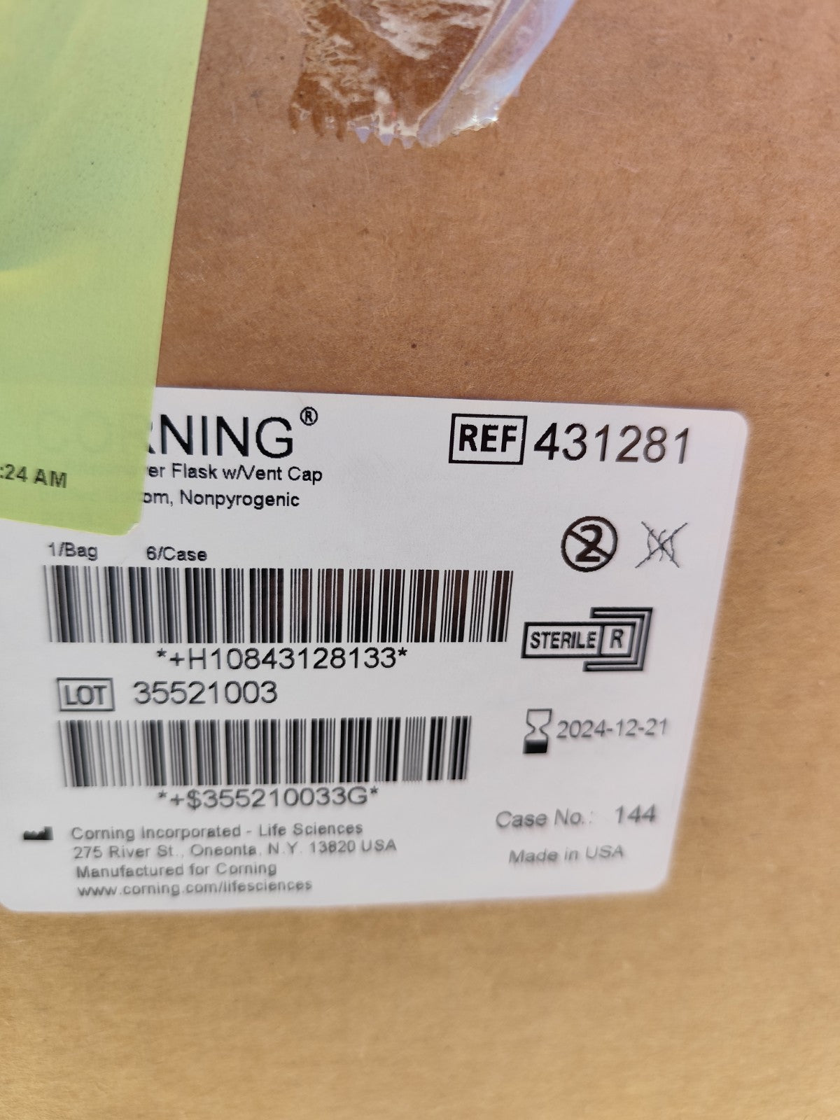 431281 Corning 2 L Baffled PETG Erlenmeyer Flask with Vent Cap Case 6