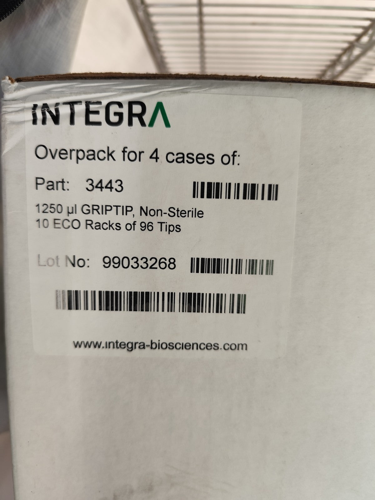 INTEGRA 3443 1250µL GRIPTIP Tips Case Of 40 ECO Racks