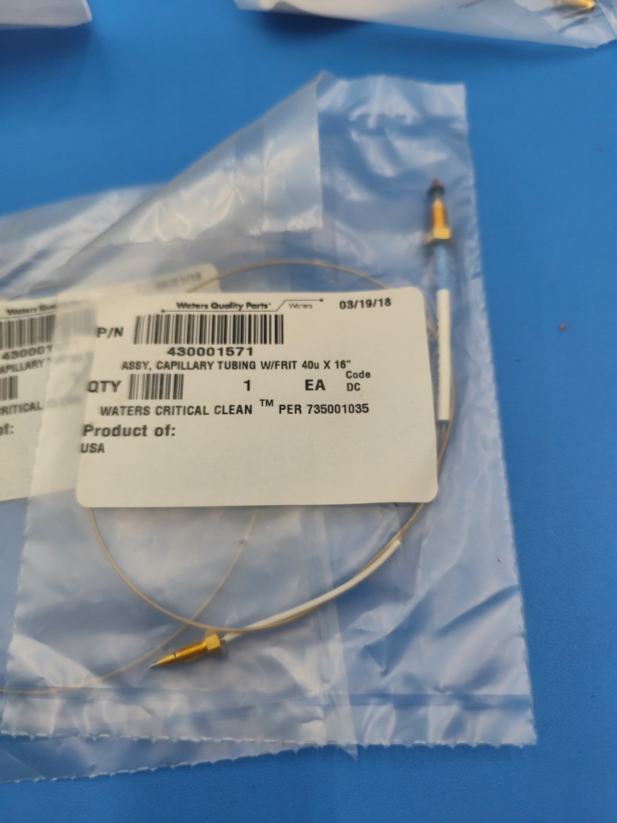 Waters Critical Clean 430001571 Capillary Tube Tubing with Frit 40u x 16"