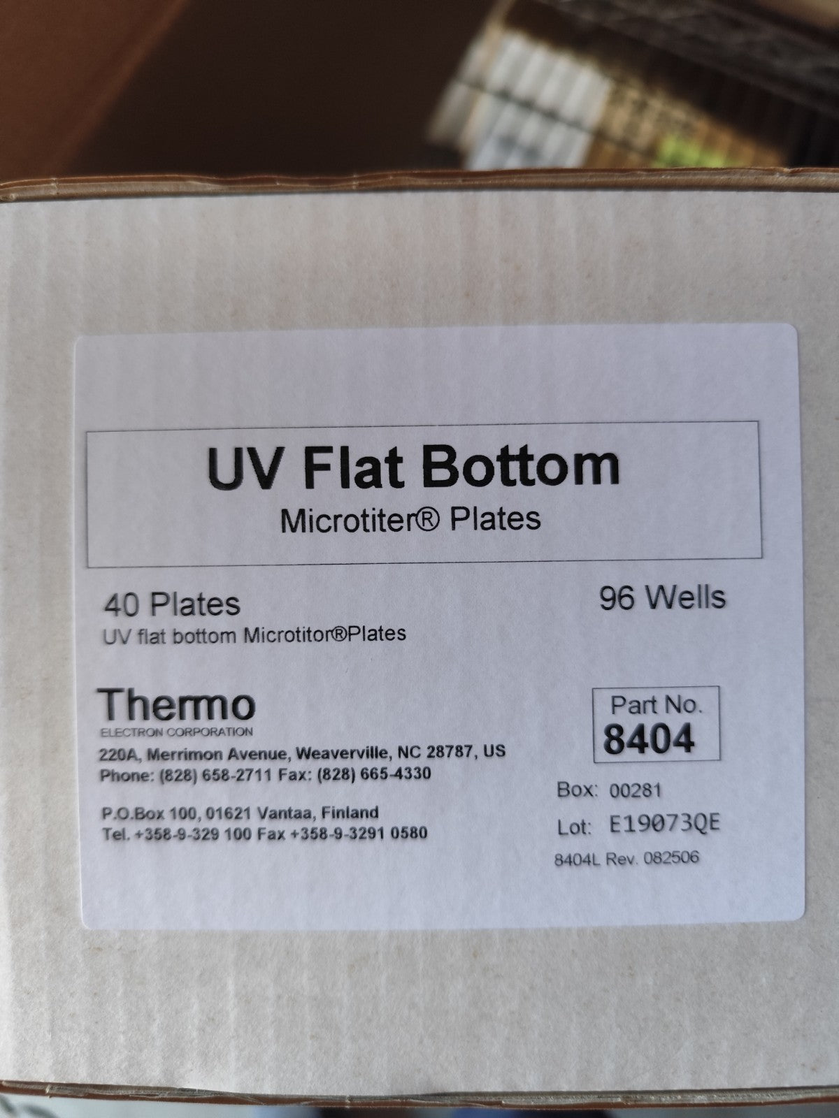 Thermo Scientific 96 Well UV Transparent Flat Bottom Plate, Pack of 40 # 8404