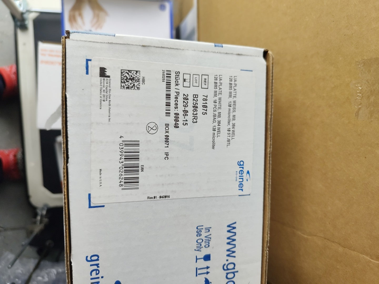 Lia Plate Greiner Bio-one 384 Well 120 ul 781075 cs40