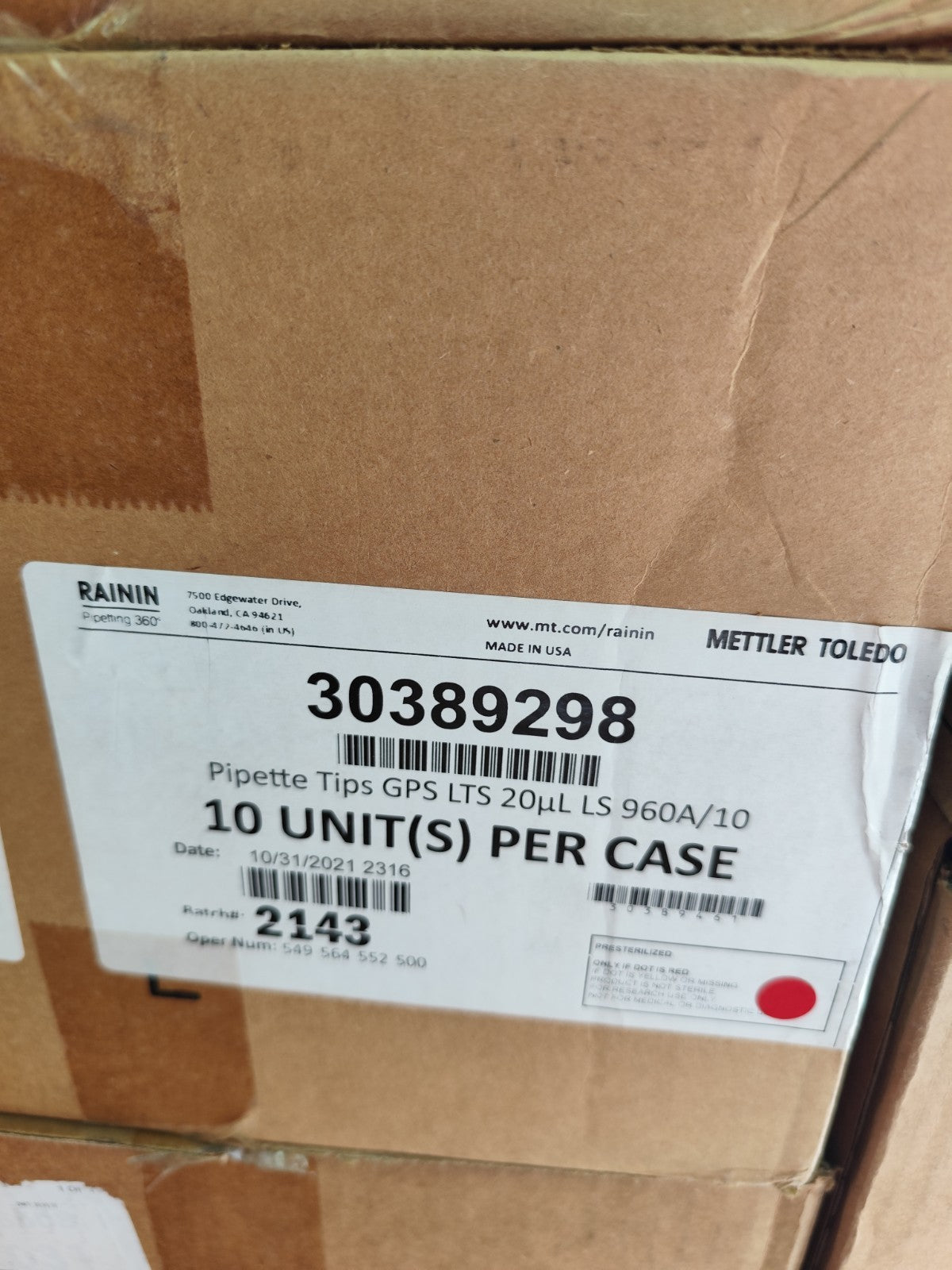 30389298 Rainin Green-Pak GPS LTS 20µL Pipette Tip Refills Full New Case 9600