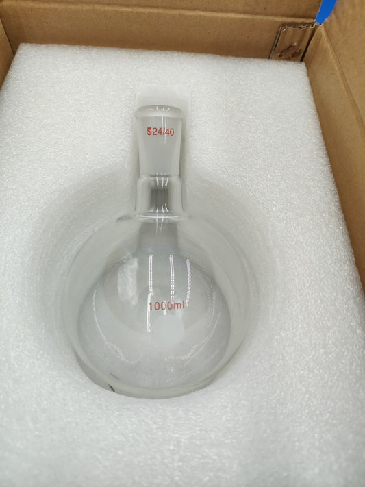 1000ml 1 Liter Round Bottom Boiling Glass Flask w 24/40 Single Neck New