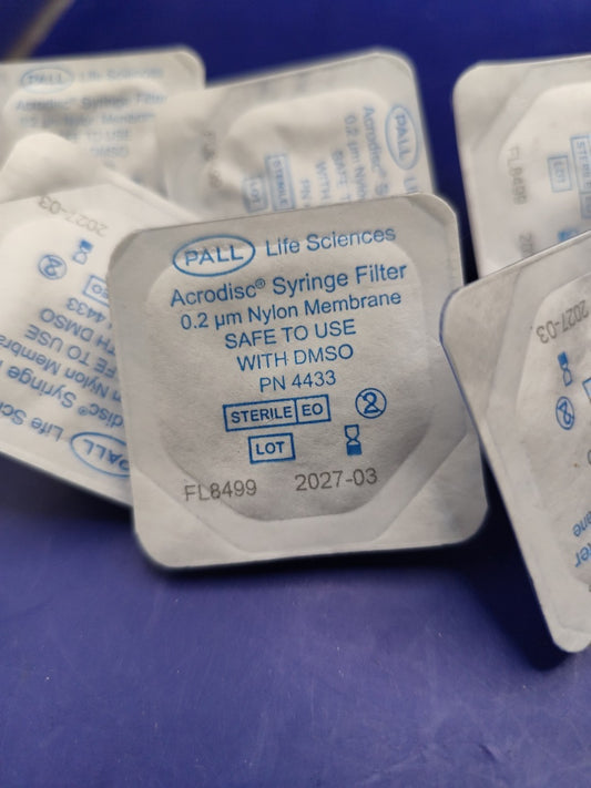 10 Pieces Pall Acrodisc Syringe Filter 0.2um Nylon Expiration 2027 #4433 DMSO Ok