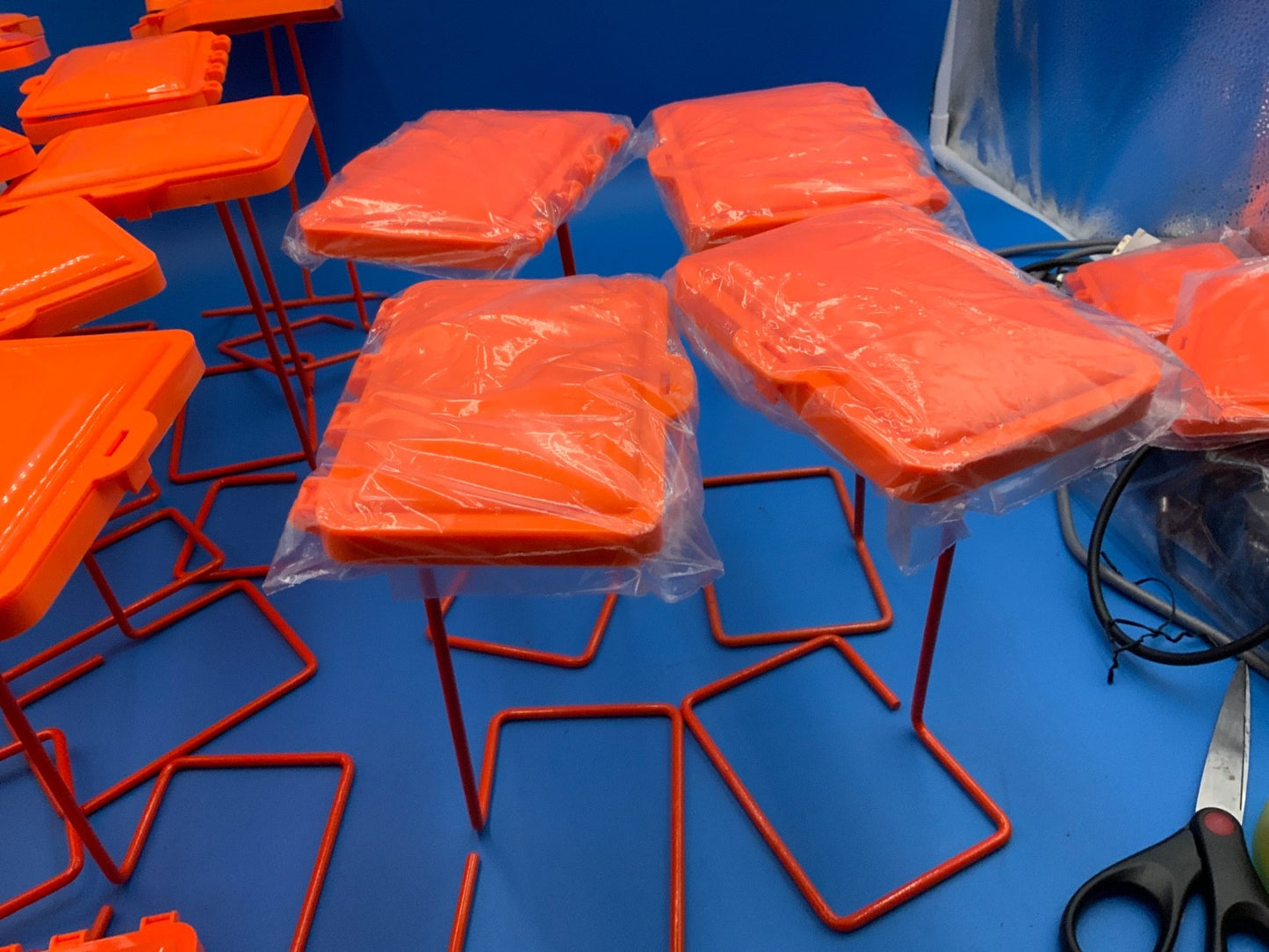 (4) Laboratory Bench-Top Biohazard Wire Frame Bag Holders 9 x 5 x 3.5 w Lid