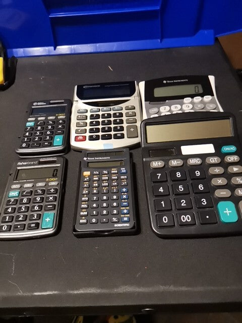 Lot Of 6 Solar Powered Calculator Used Or 5 Texas Instr, OR 4 casio Calculators 