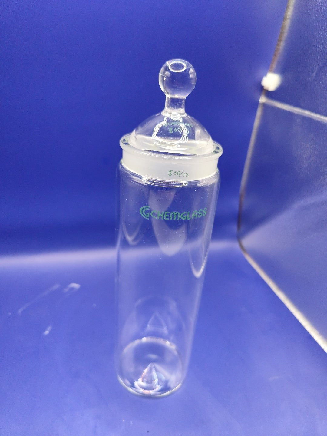 Chemglass 60/15 Glass TLC Developing Cylindrial Chamber Container With Lid