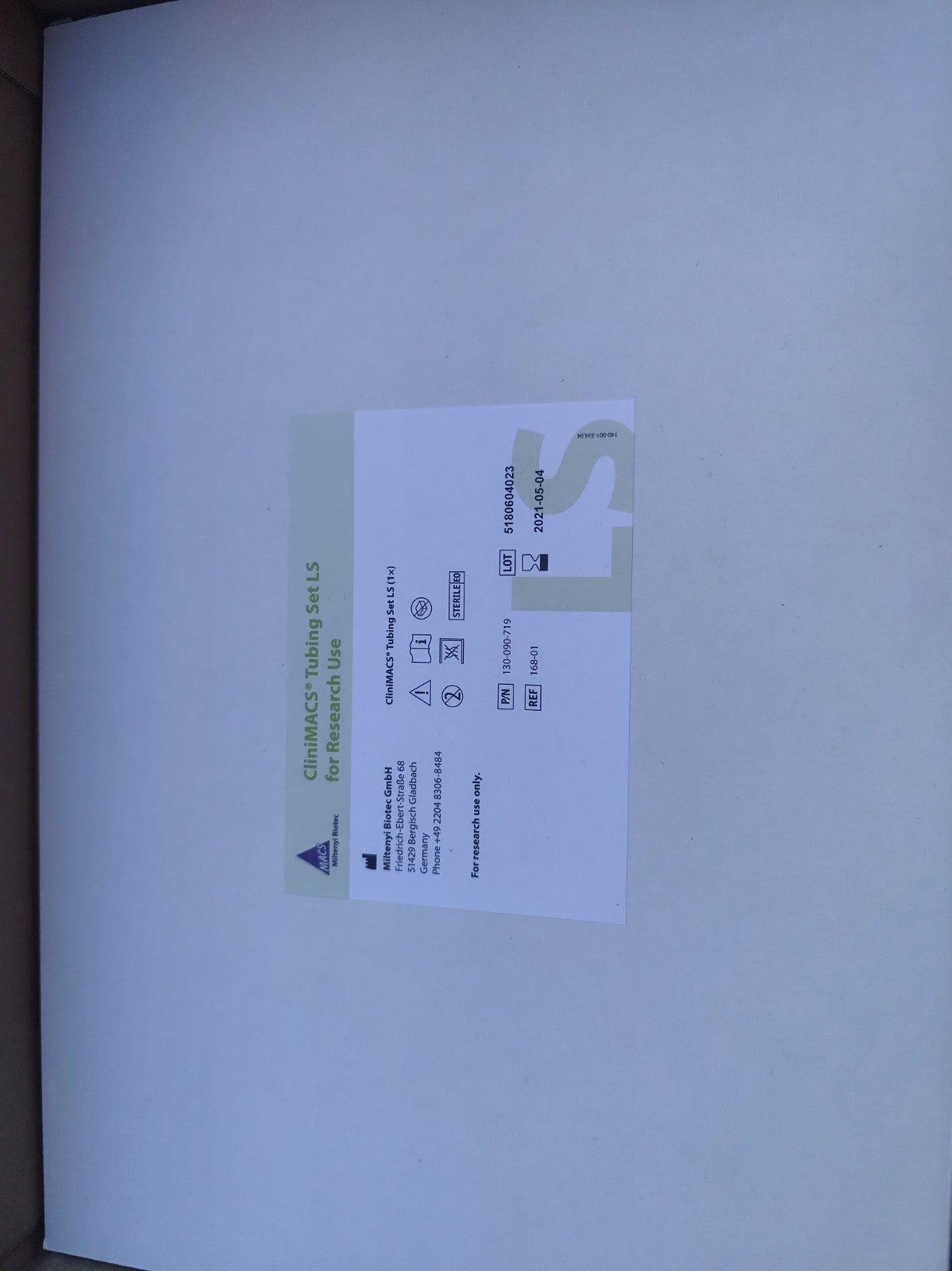 130-090-719 CliniMACS Tubing Set LS for Research by Miltenyi Biotec 1 Unit 
