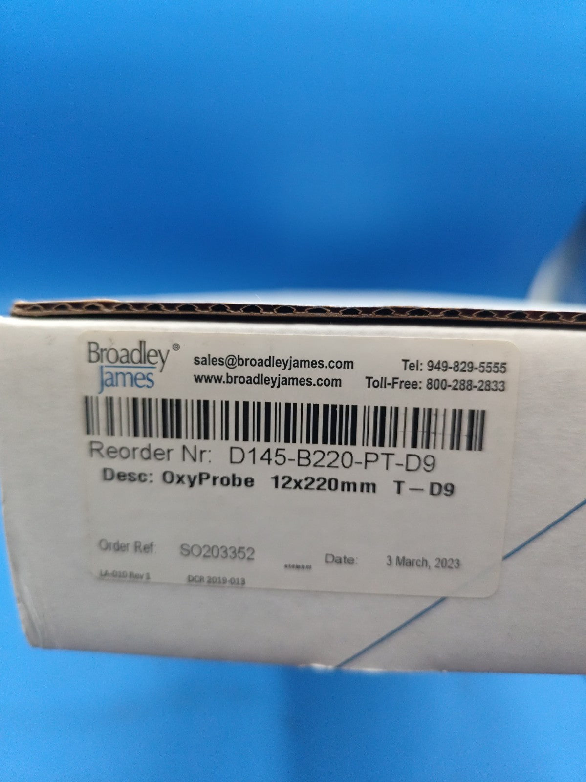 BROADLEY JAMES D145-B220-PT-D9 OXYPROBE 12x220mm T-D9 DISSOLVED OXYGEN PROBE