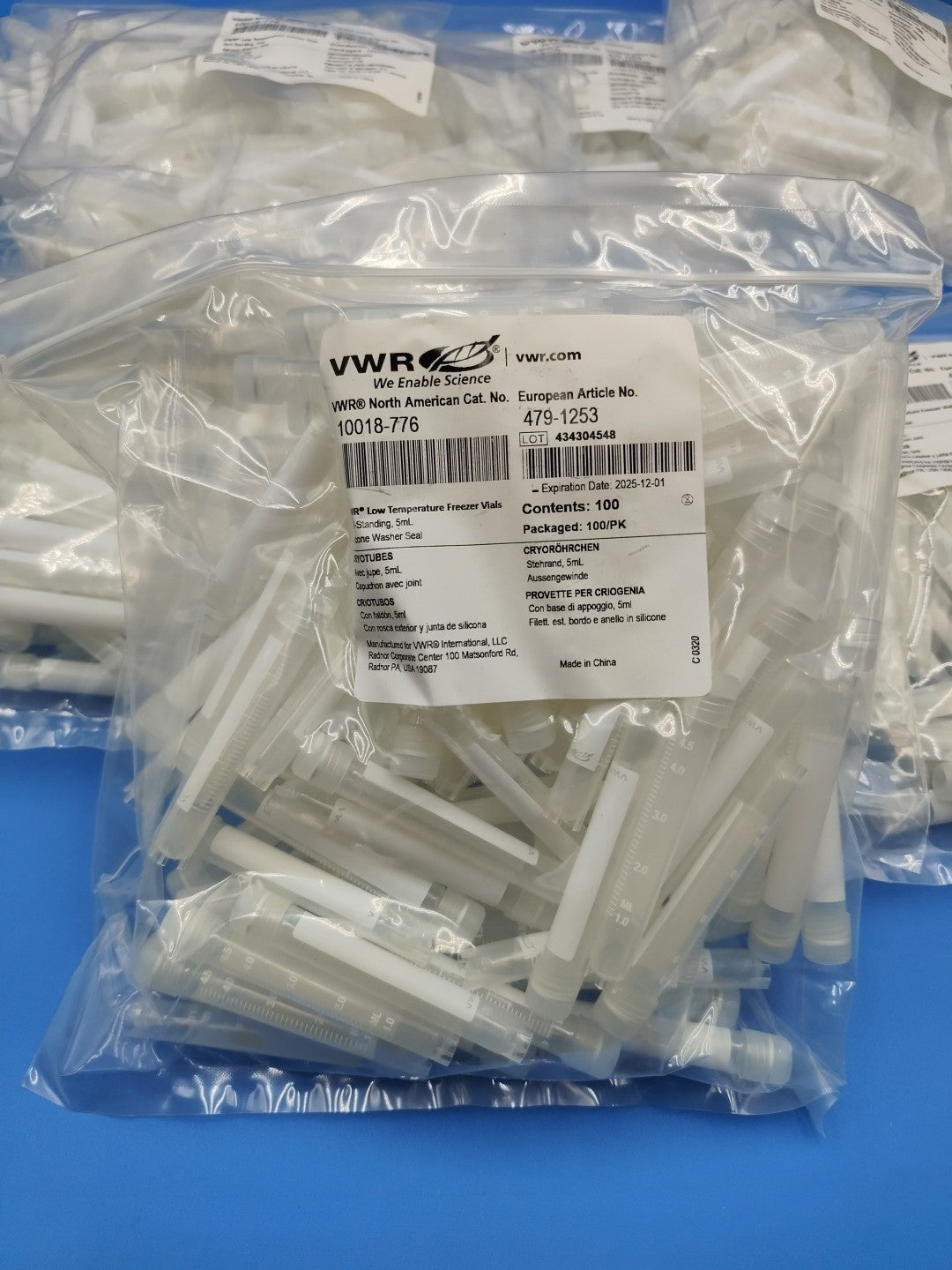 VWR Low Temperature Freezer Vial  Self-Standing 5mL Silicone Washer Seal Vials