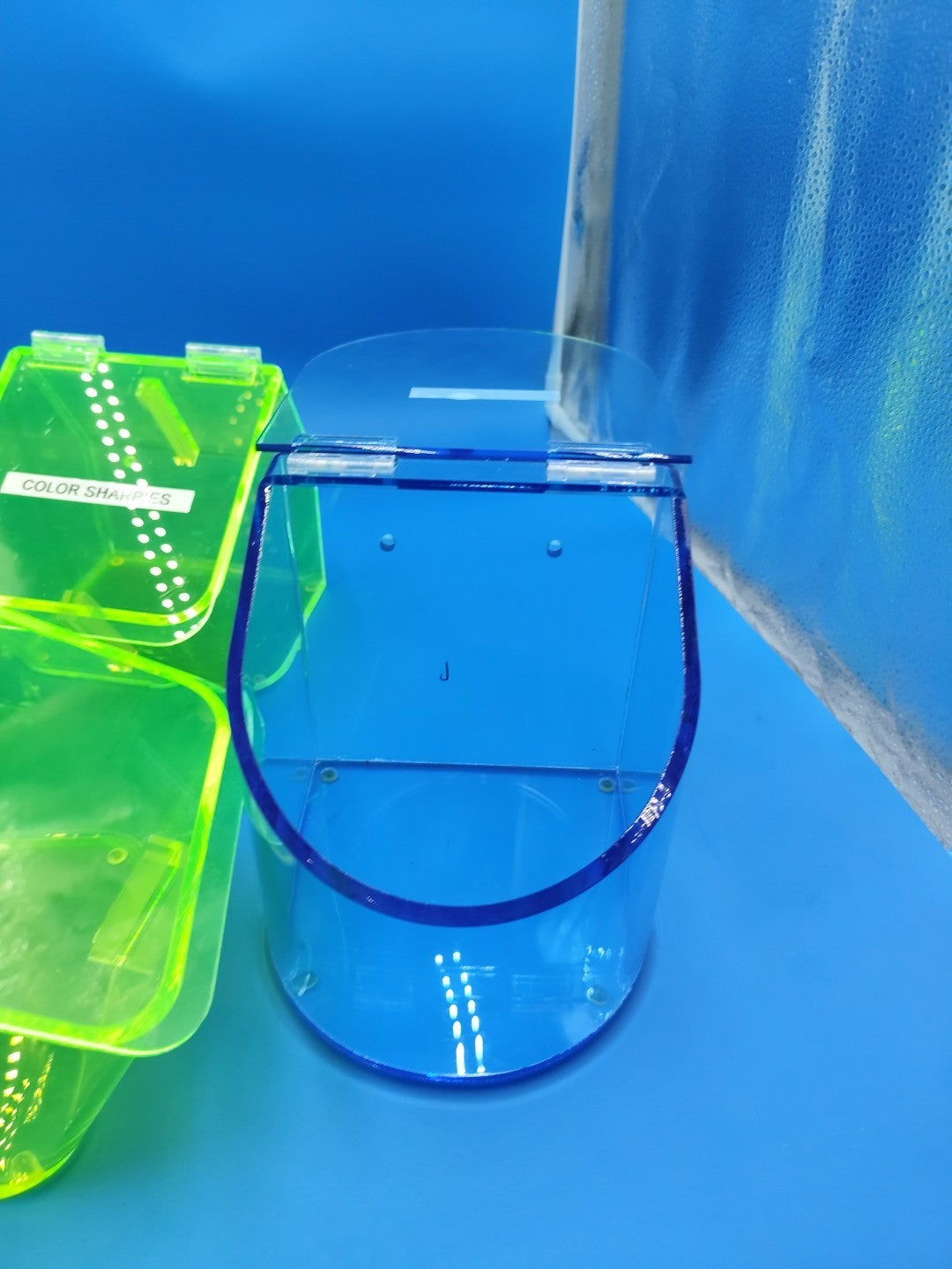 Acrylic Benchtop Dispensing Bin Green Or Purple