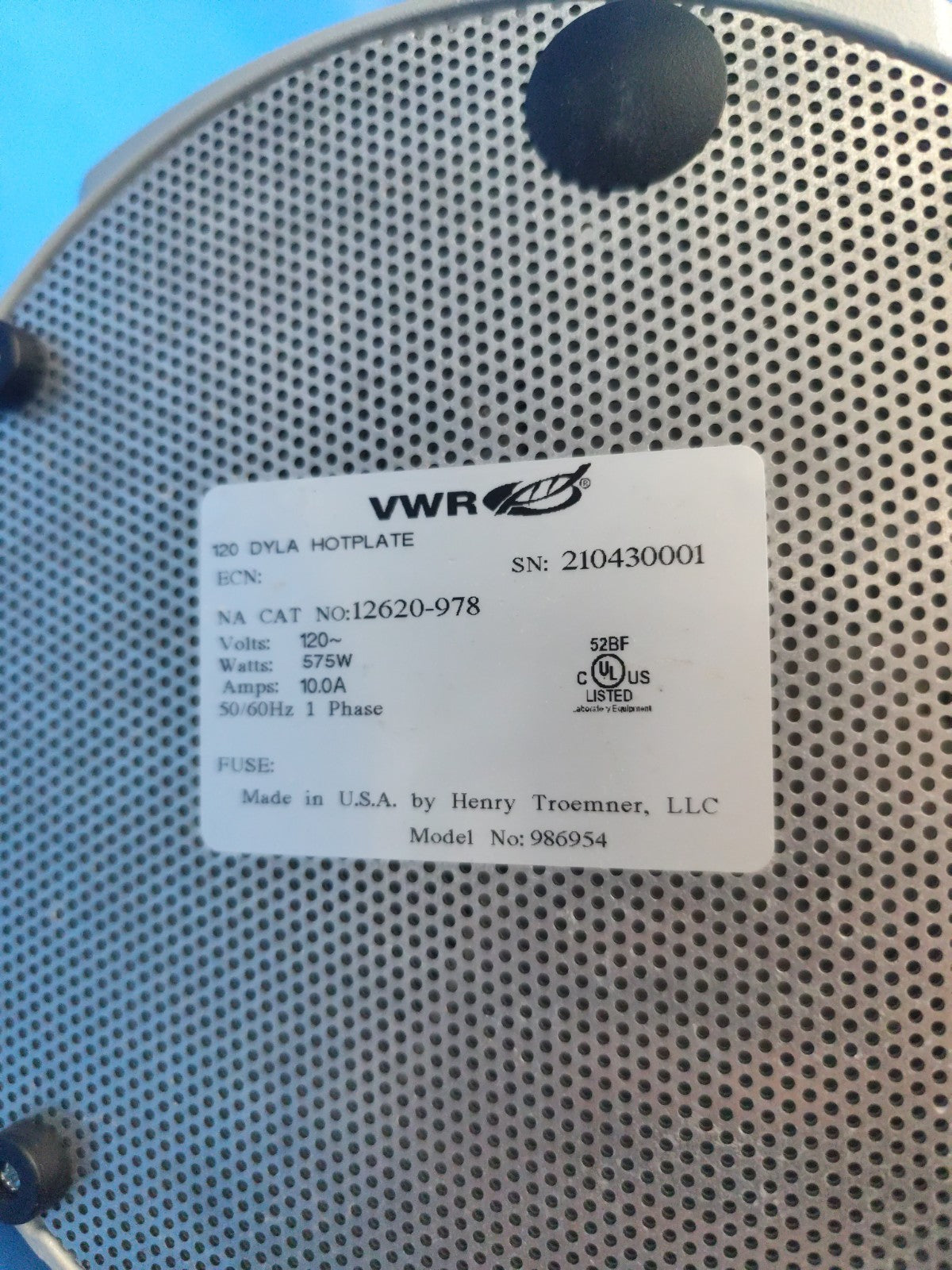 VWR Dyla Hotplate 7  inch round top TESTED Warranty Working