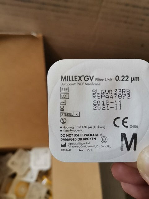 SLGV033RB Millipore Millex-GV Filter Unit (Sterile) Syringe Filter 10 Filters 