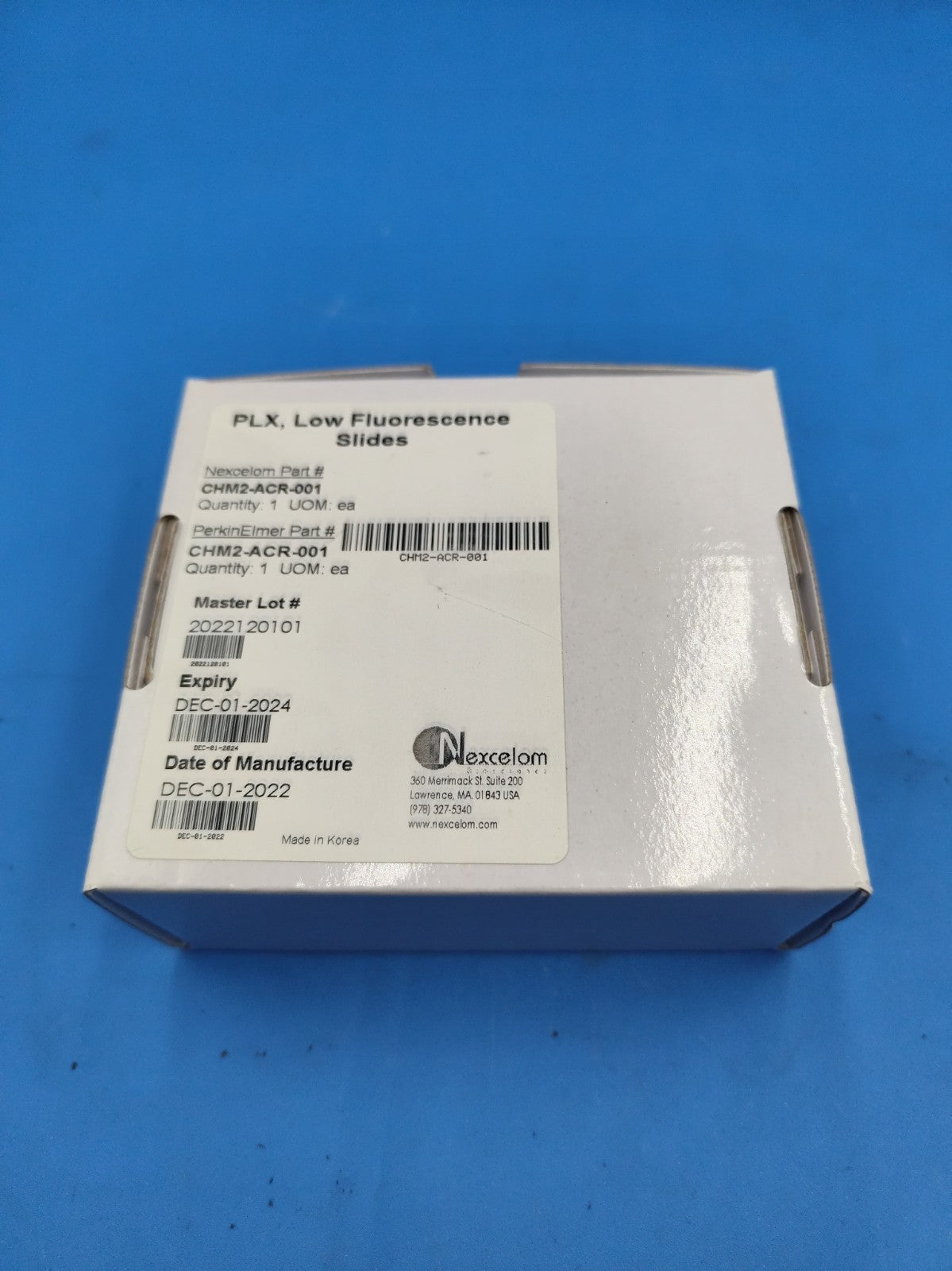PLX Low Fluorescence Slides  Nexcelom  CHM2-ACR-001 Revvity 