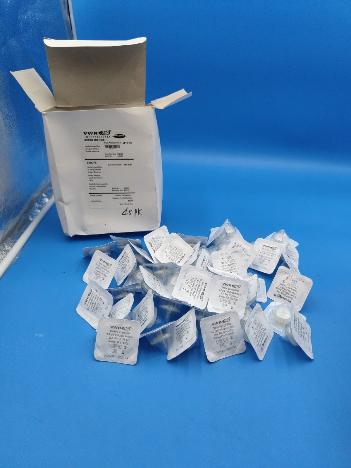 28145-477 Sterile Syringe Filter 0.2µm Cellulose Acetate Membrane Open Box 45 