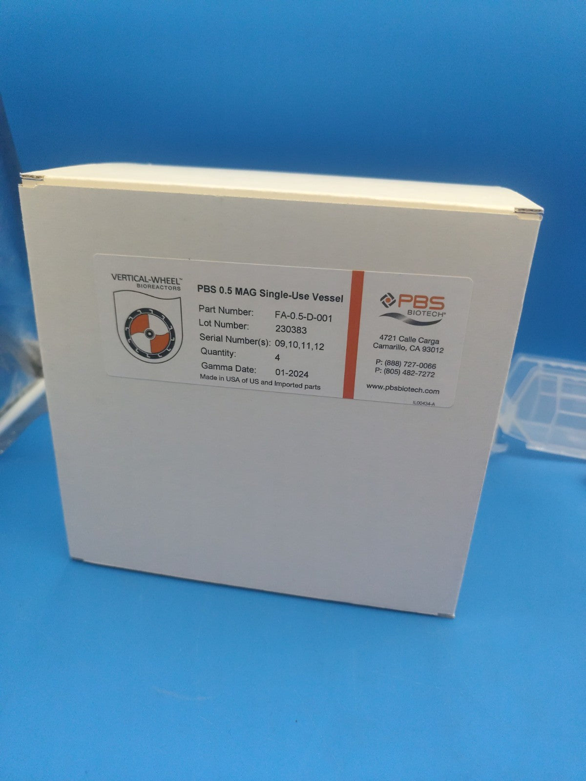 Single-use vessel Pack 4 STEMCELL Technologies PBS-MINI 0.5 Mag Year 2024