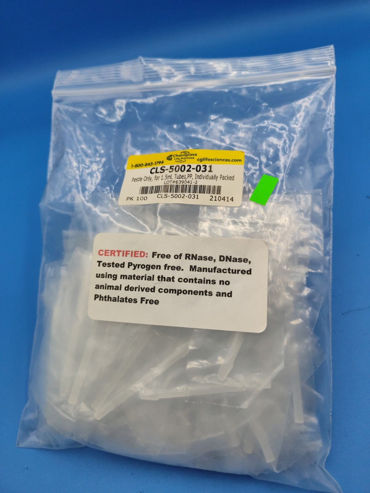 CLS-5002-031 Pestle Only, for 1.5mL Tubes PP Individually Packed