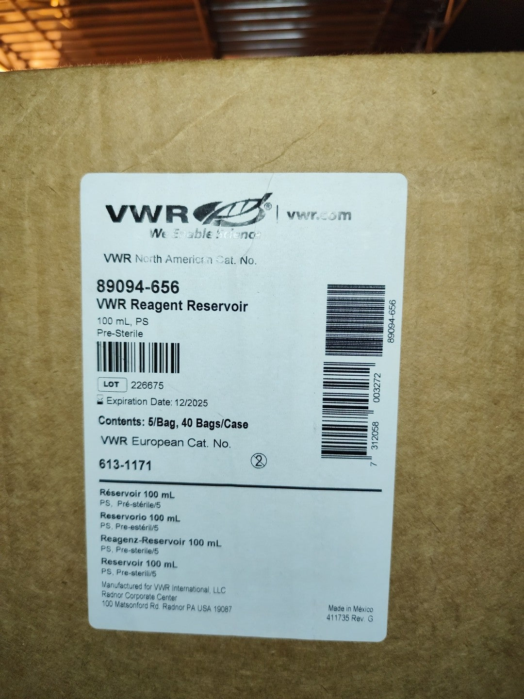VWR Reagent Reservoir 89094-656 200cs