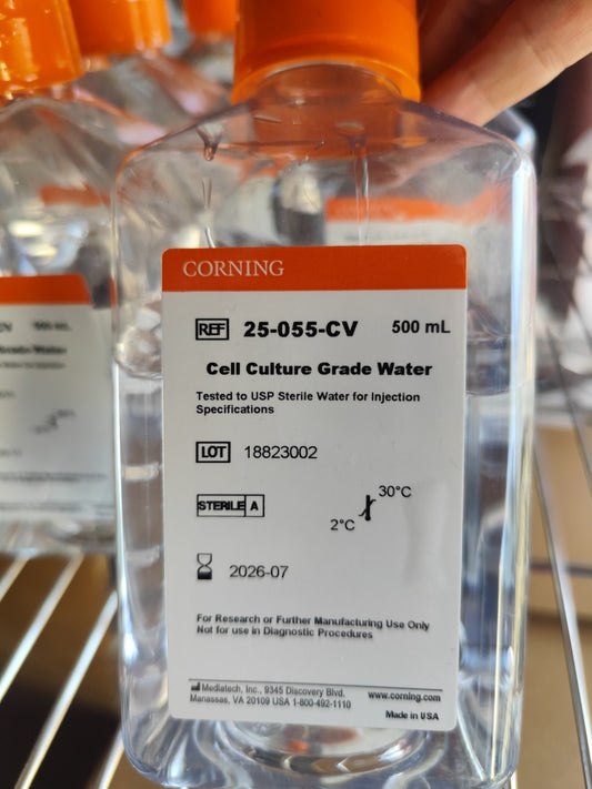 Corning 500 mL Cell Culture Grade Water Tested to USP Sterile Water 25-055-CV