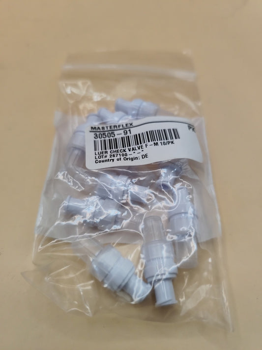30505-91 Masterflex luer check valve Straight  New 10 PCs Female To Male
