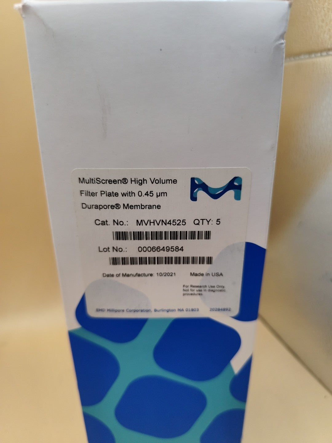 Millipore MVHVN4525 Multiscreen high volume filter Plate with 0.45 um