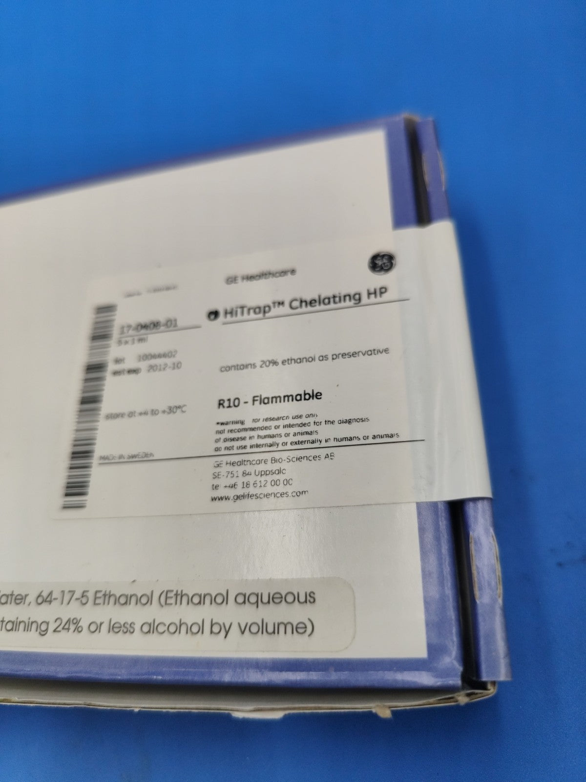 HiTrap Chelating HP affinity column 1 mL 5/Pk 17040801 New Seal Year 2012