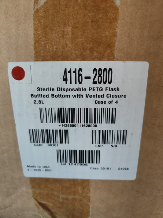 4116-2800 baffled flask Sterile Disposable PETG Flask Vented Case 4