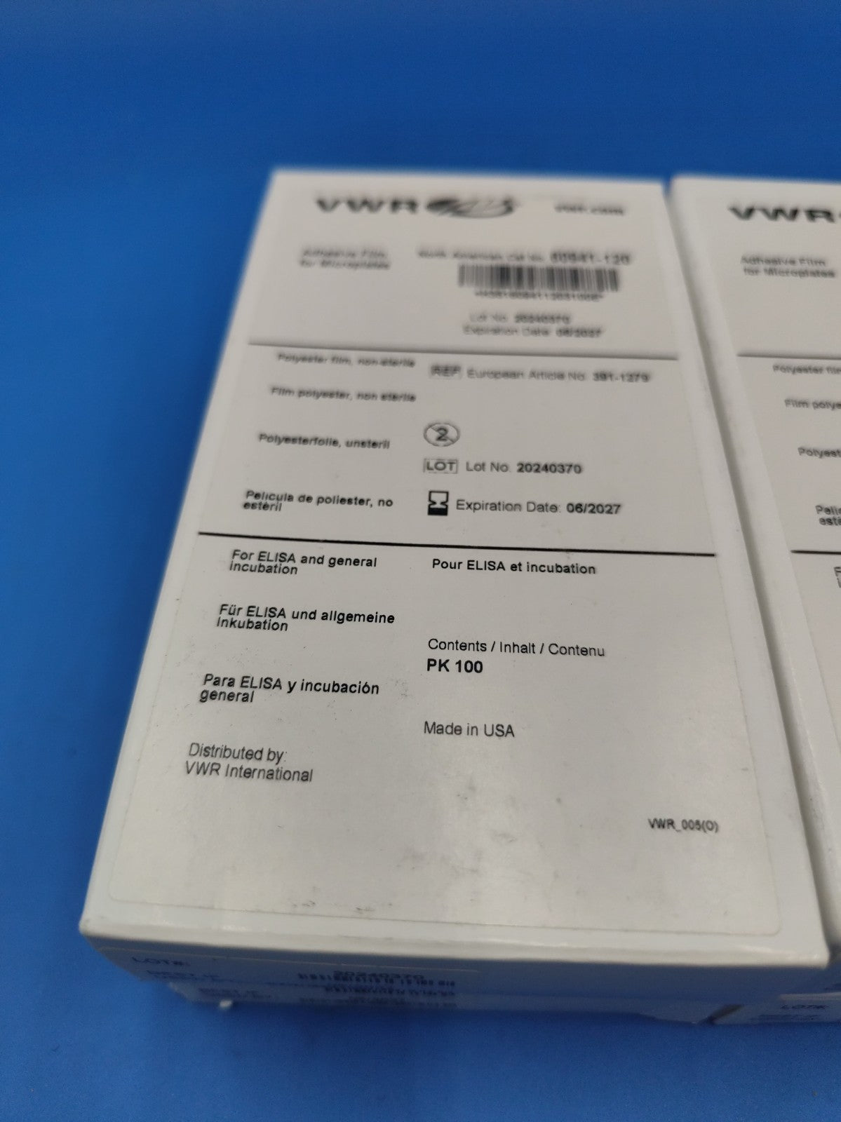VWR Adhesive Film for Microplates 60941-120 Pack of 100 Year 2027