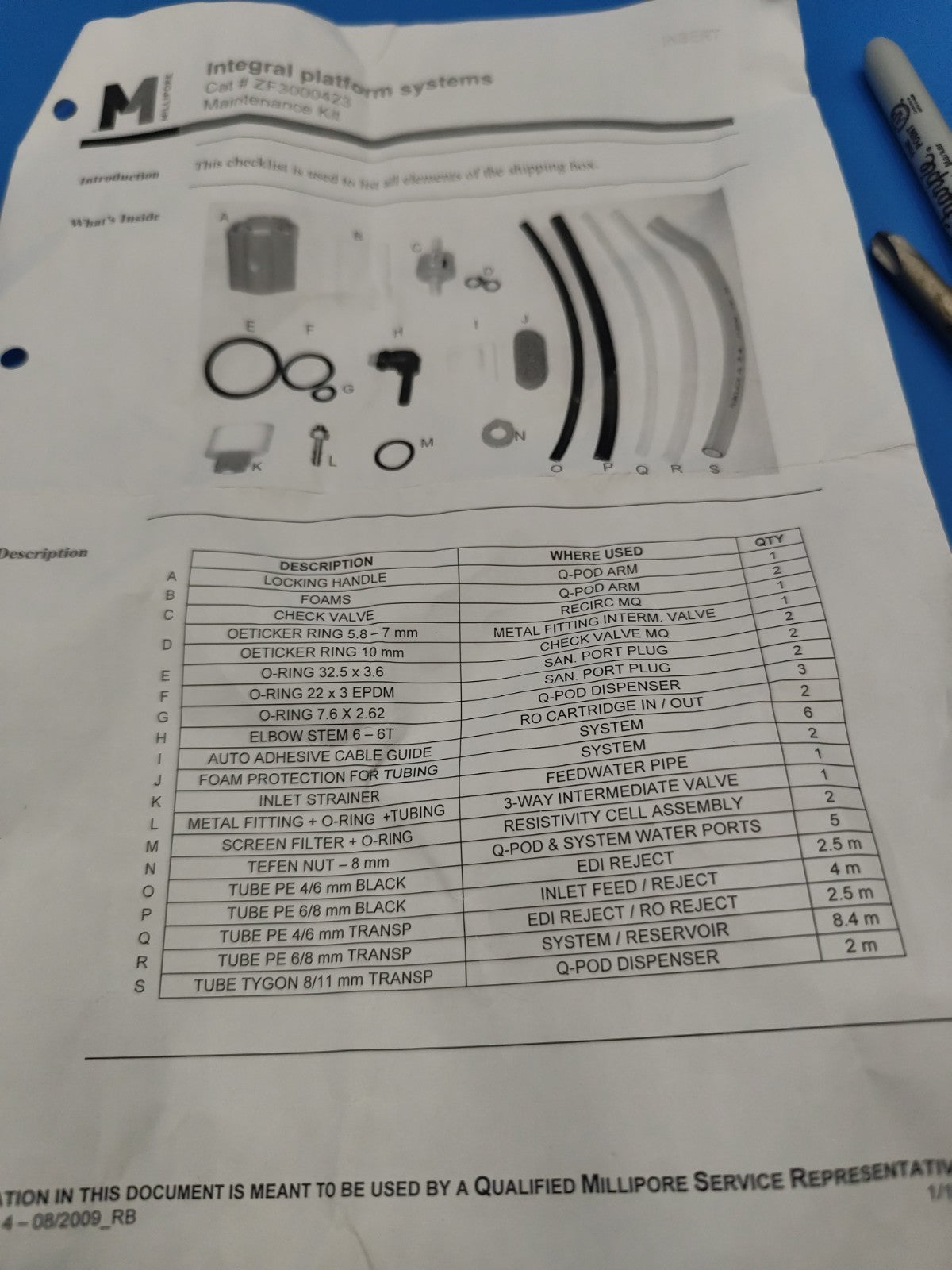 ZF3000423 Integral Platform Systems Maintenance Kit Incomplete 