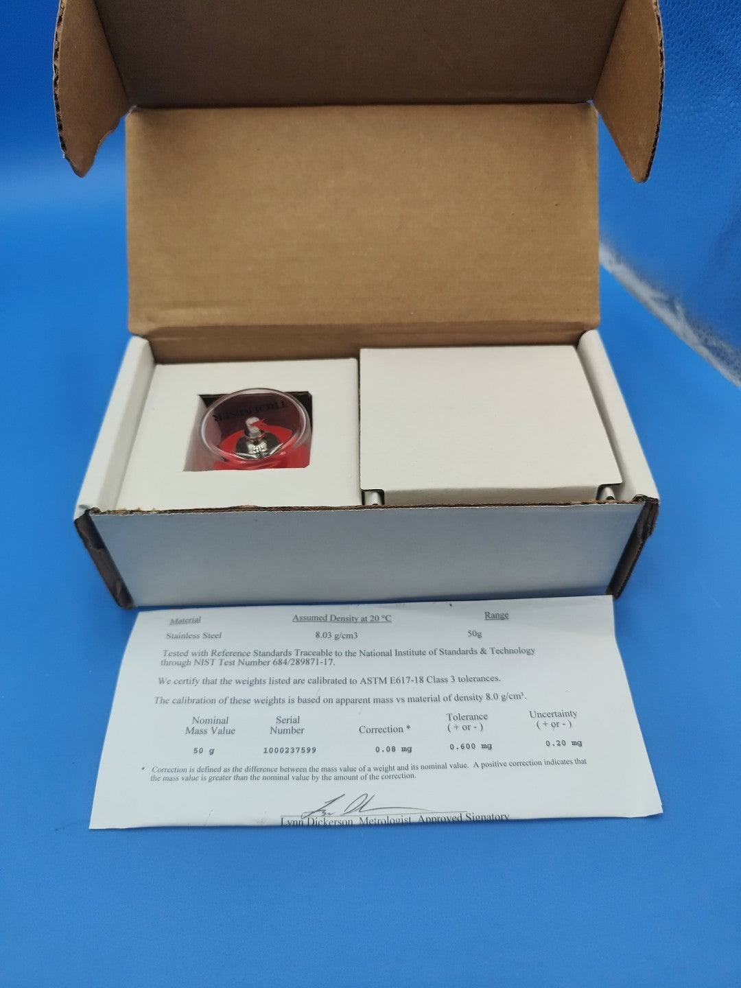 Troemner 50g Class 3 Tolerance ASTM 80858202 With Traceable Certificate New