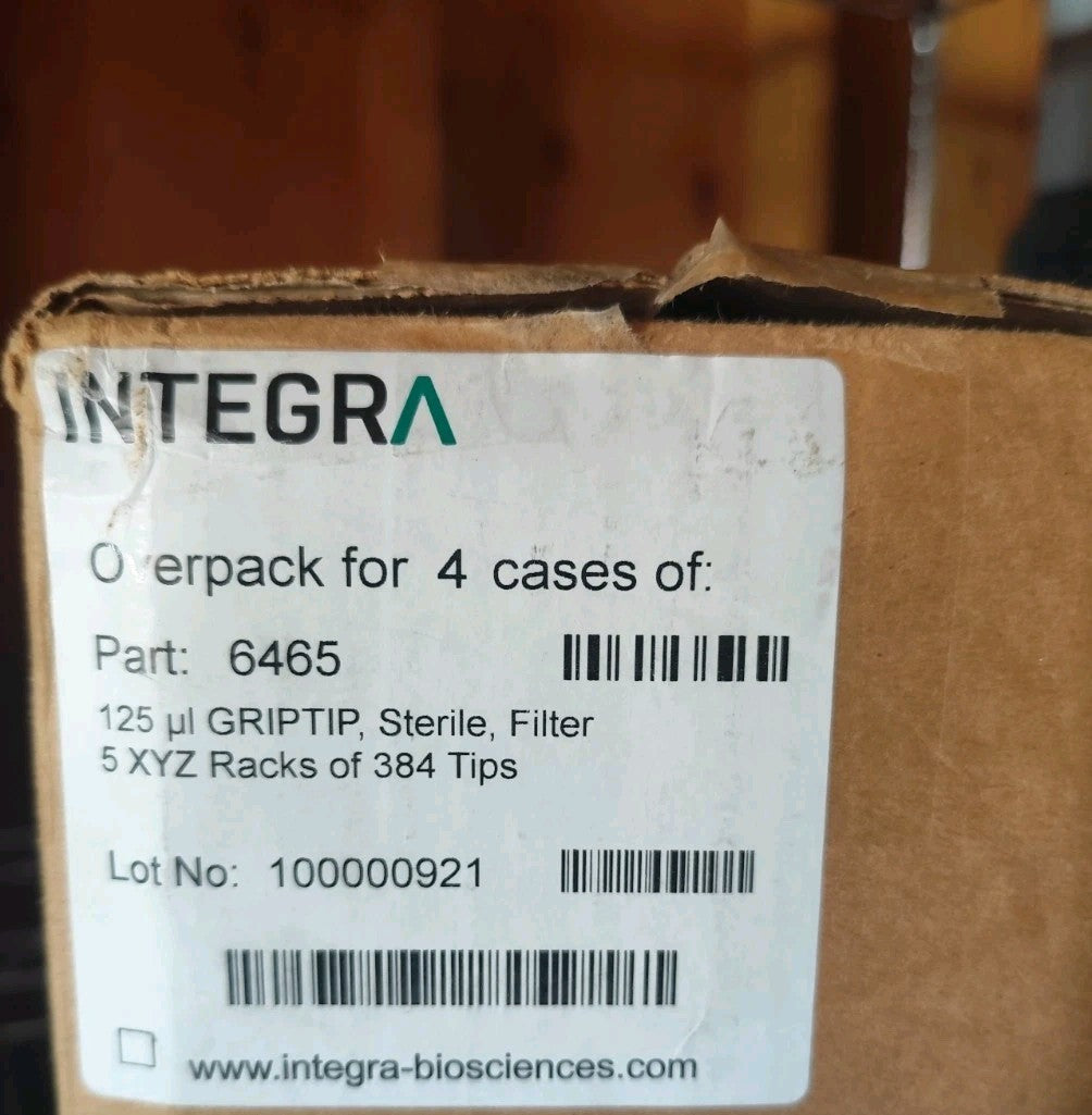 Integra 6465 Tips Overpack 125 ul GRIPTIP, Sterile Filter XYZ Racks of 384 