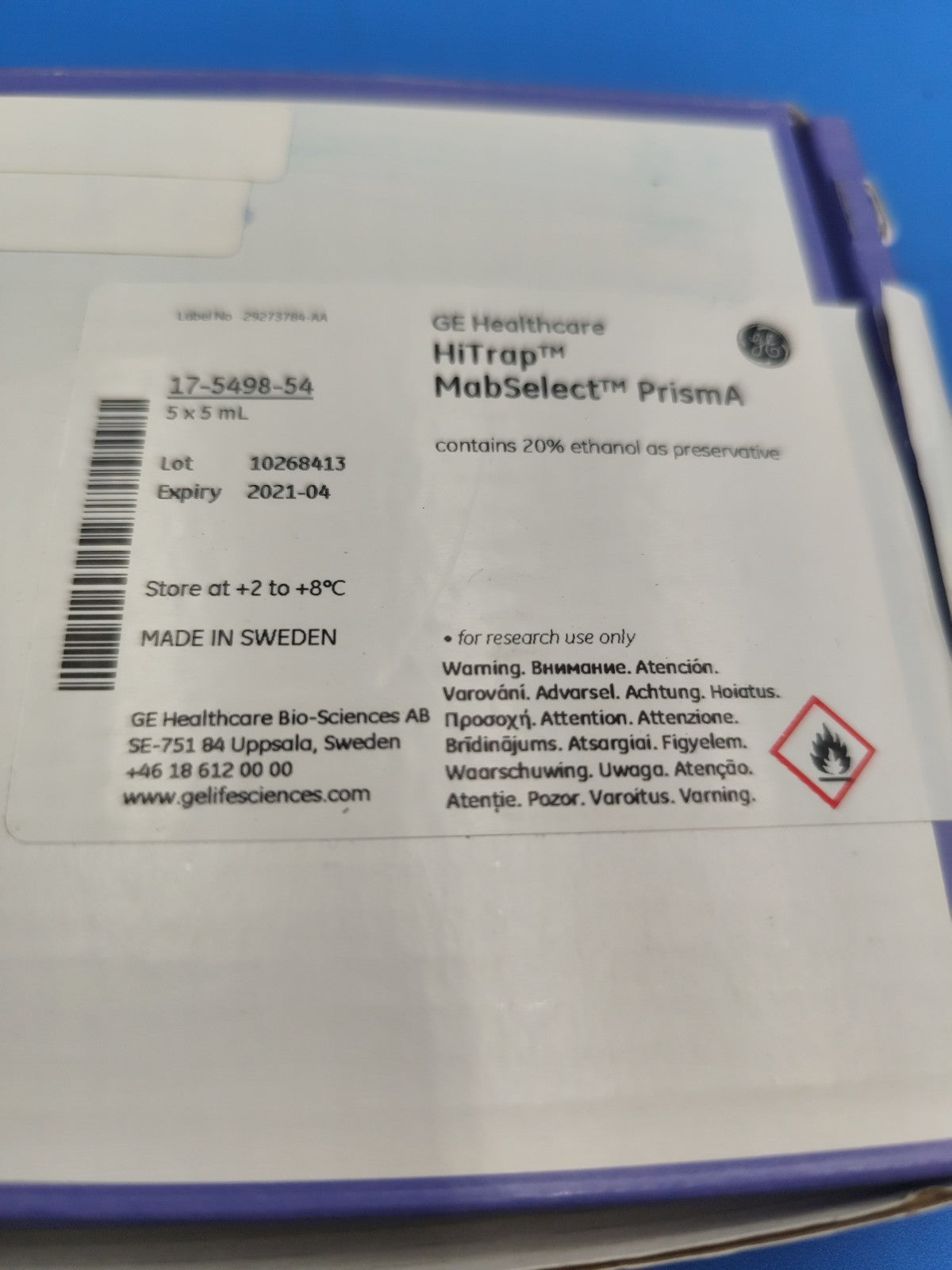 GE Healthcare Hitrap Mabselect PrismA Box Of 2 Room Temperature