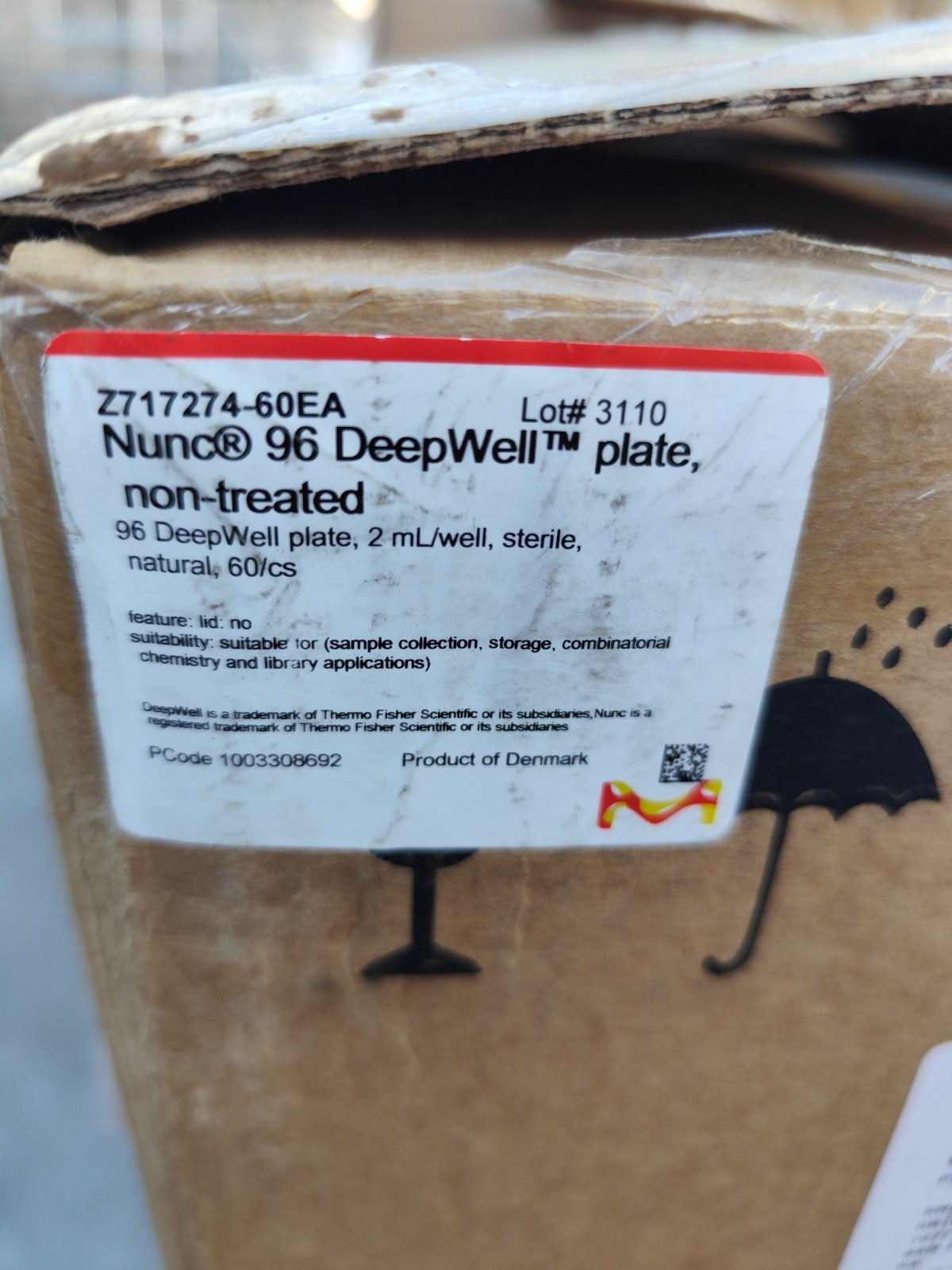 Z717274 Nunc 96 DeepWell plate, non-treated sterile 2 ml natural cs60