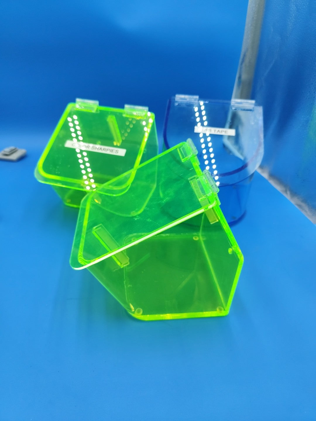 Acrylic Benchtop Dispensing Bin Green Or Purple