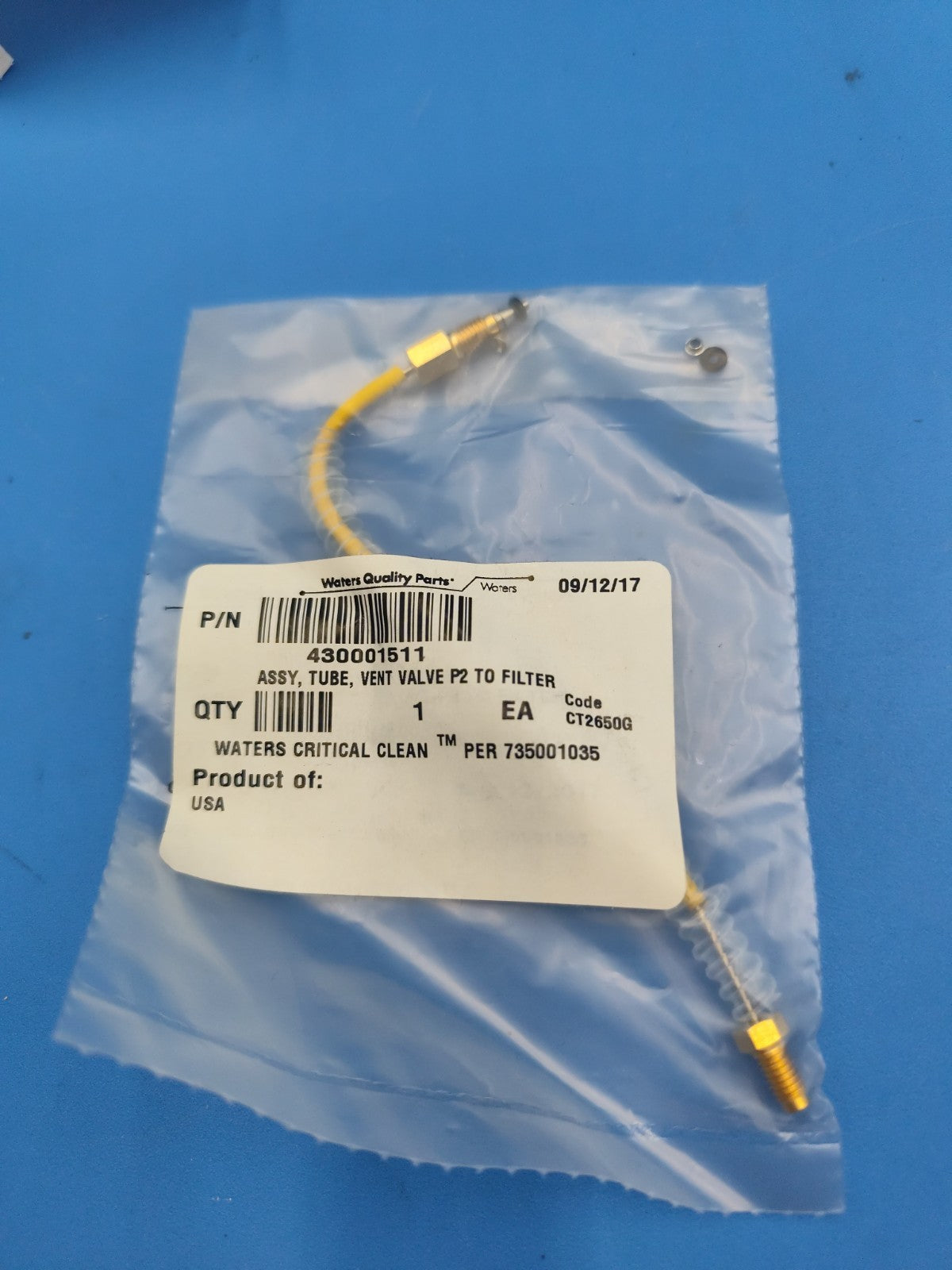 WATERS Tube, Vent Valve P2 to filter 430001511