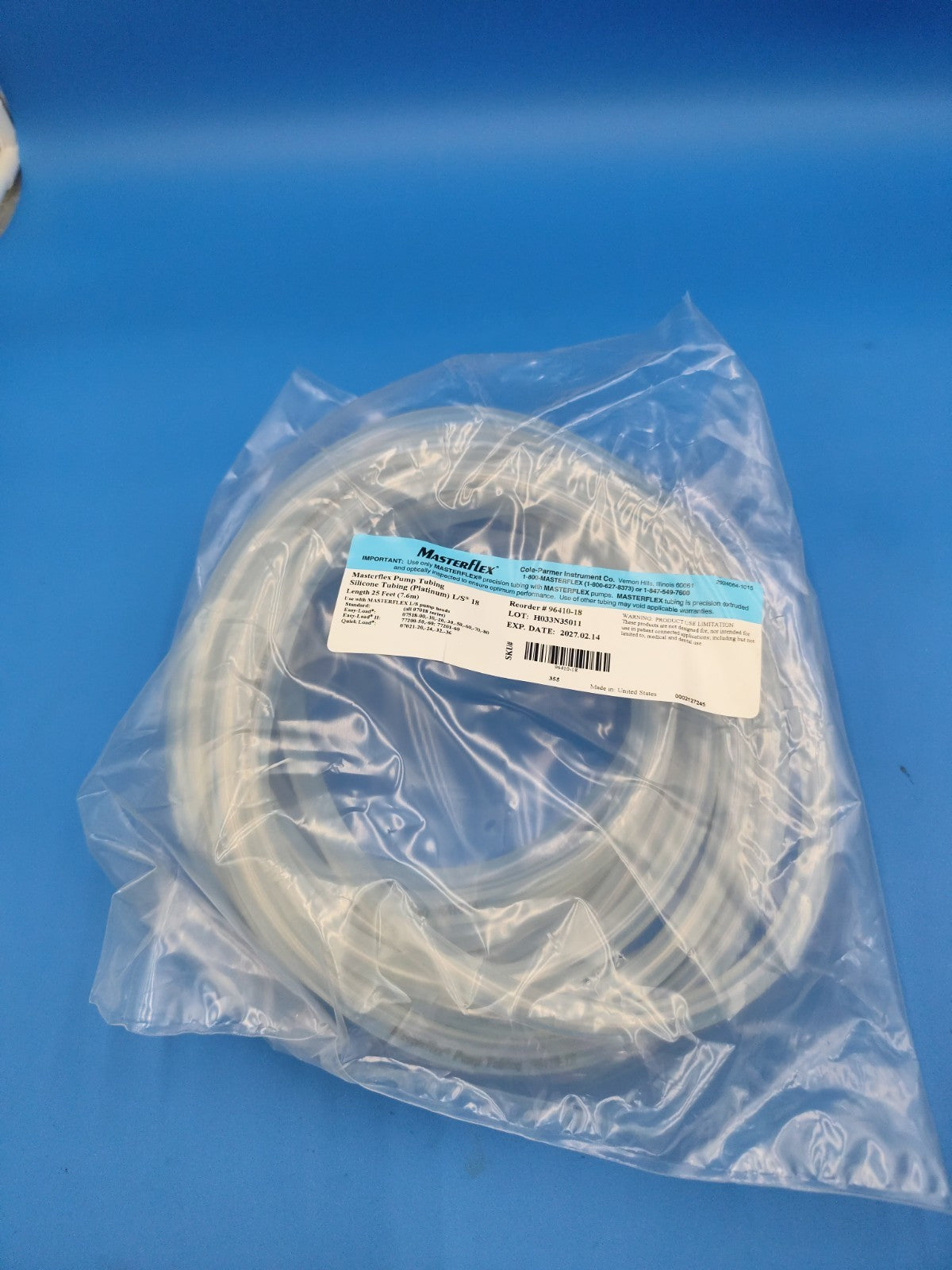 Masterflex 96410-24 Platinum-Cured Silicone Pump Tubing