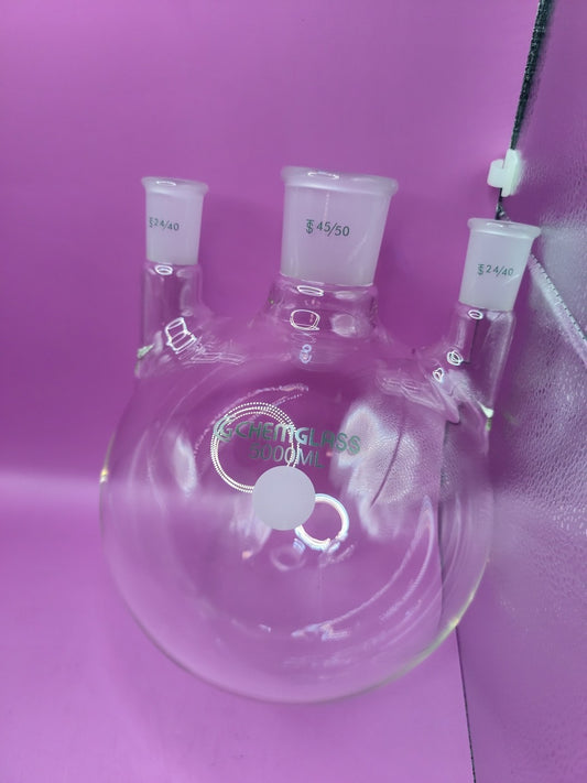 CG-1522-21 Chemglass	5000mL 3-Neck RBF Flask 1-CN 45/50 Outer, 2-SN 24/40 Outer
