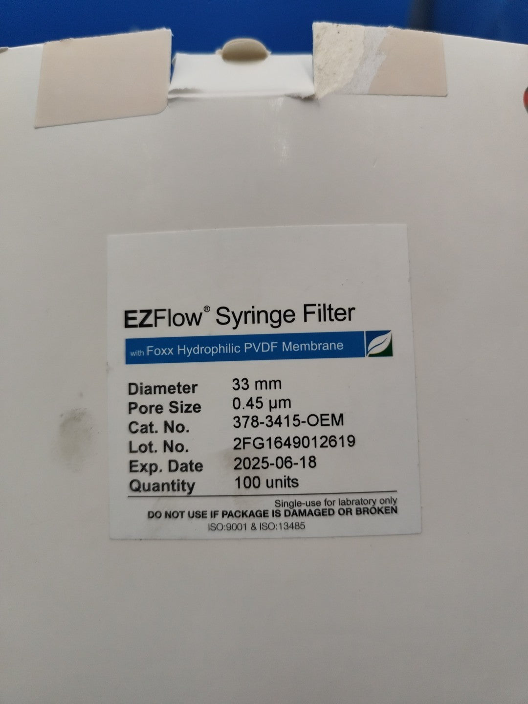 Foxx PVDF Syringe Filter 0.45um 33mm Diameter Expi 2025 