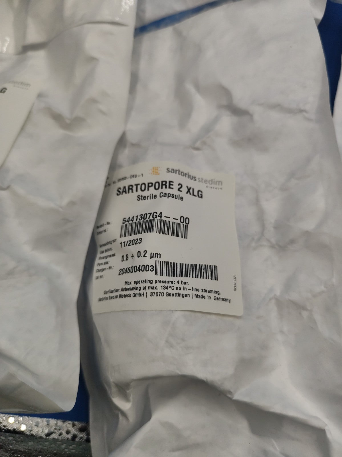 sartorius sartopure 2 XLG 0.8 um sterile capsule