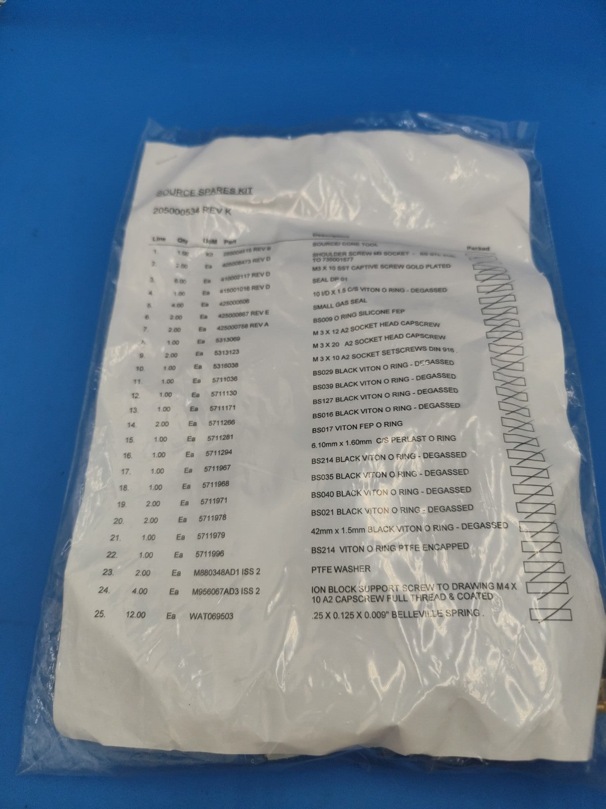 Waters Source Spares Kit 205000534 - NEW SEALED