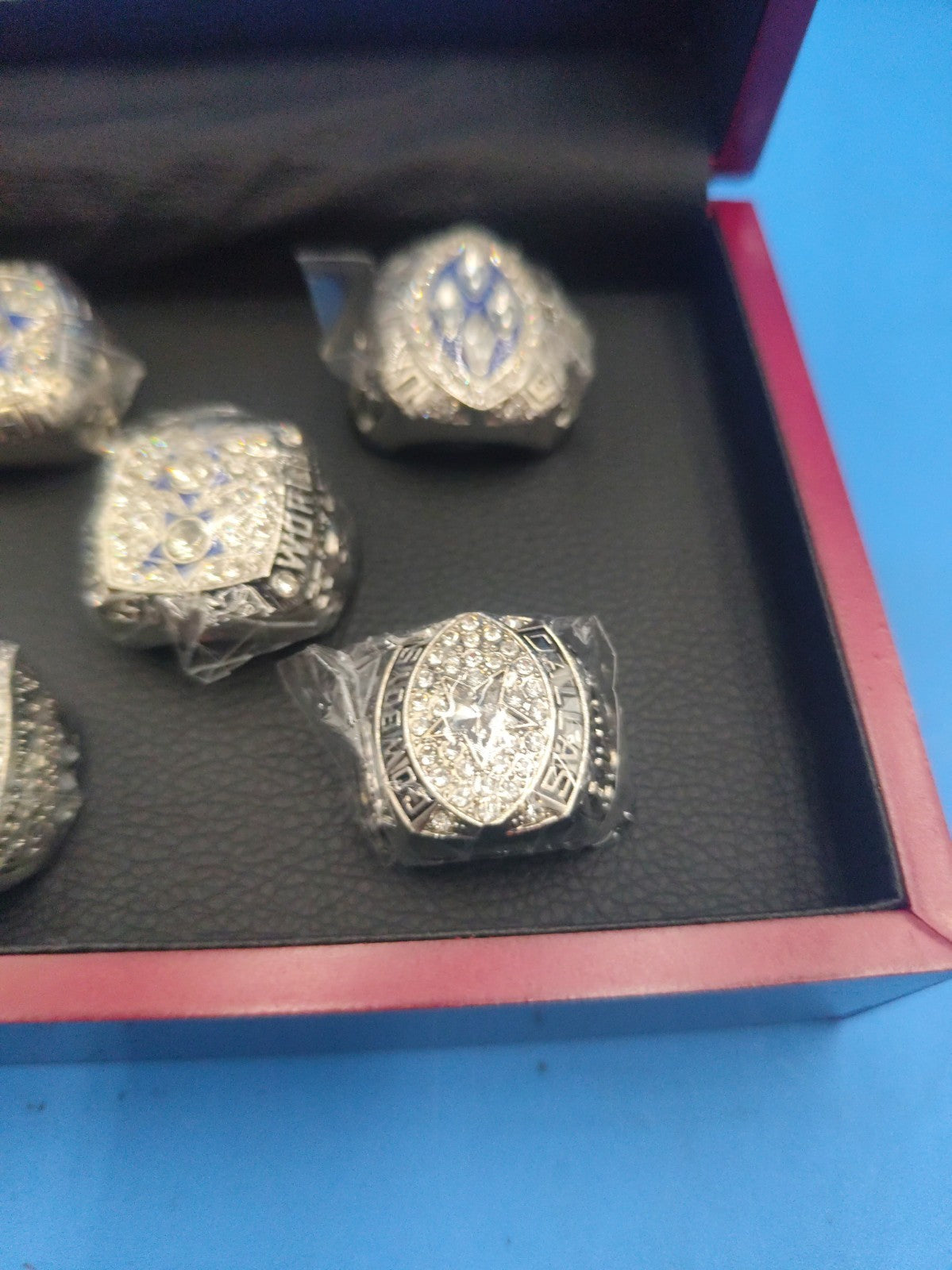 NFL Dallas Cowboys Champ Rings Super Bowl Repli Set: 71, 77, 92, 93, 95 Silver 
