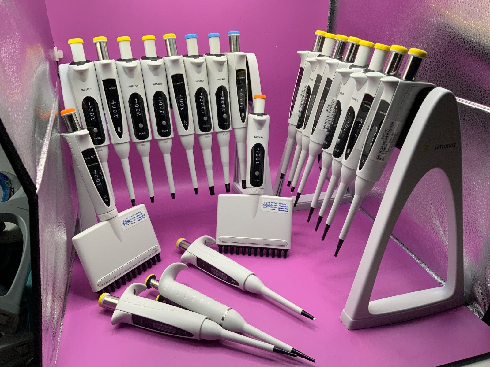 Sartorius Biohit Single Multi Channel Adjustable Pipette TESTED working Stand