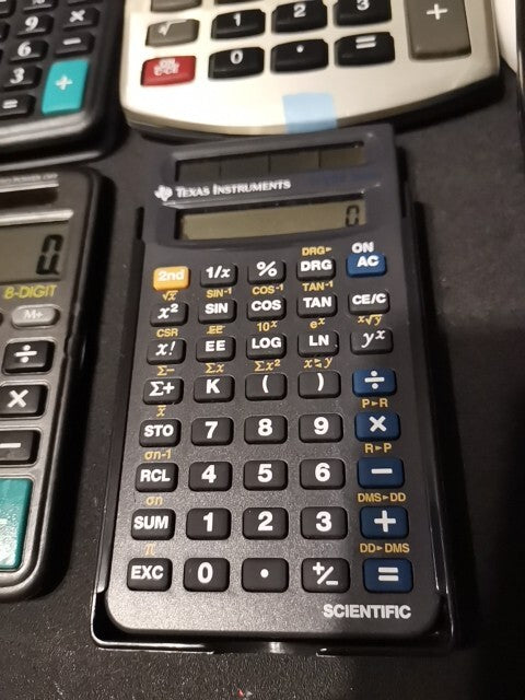 Lot Of 6 Solar Powered Calculator Used Or 5 Texas Instr, OR 4 casio Calculators 