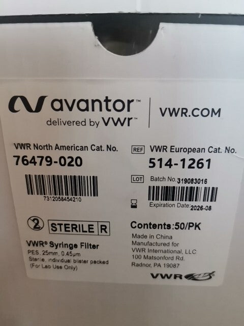 76479-020 VWR Filters Open Box, 50 Pieces Or less 