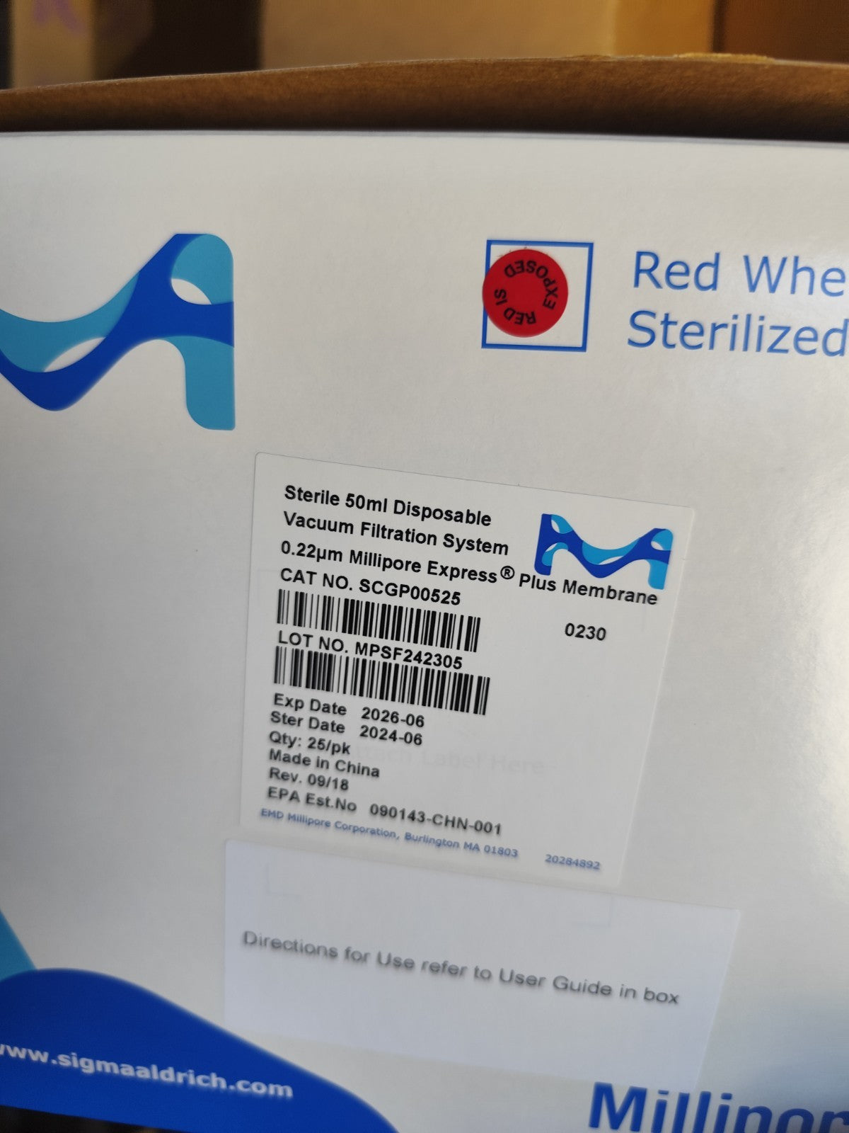 SCGP00525 Millipore  Steriflip Vacuum Tube Top Filter 